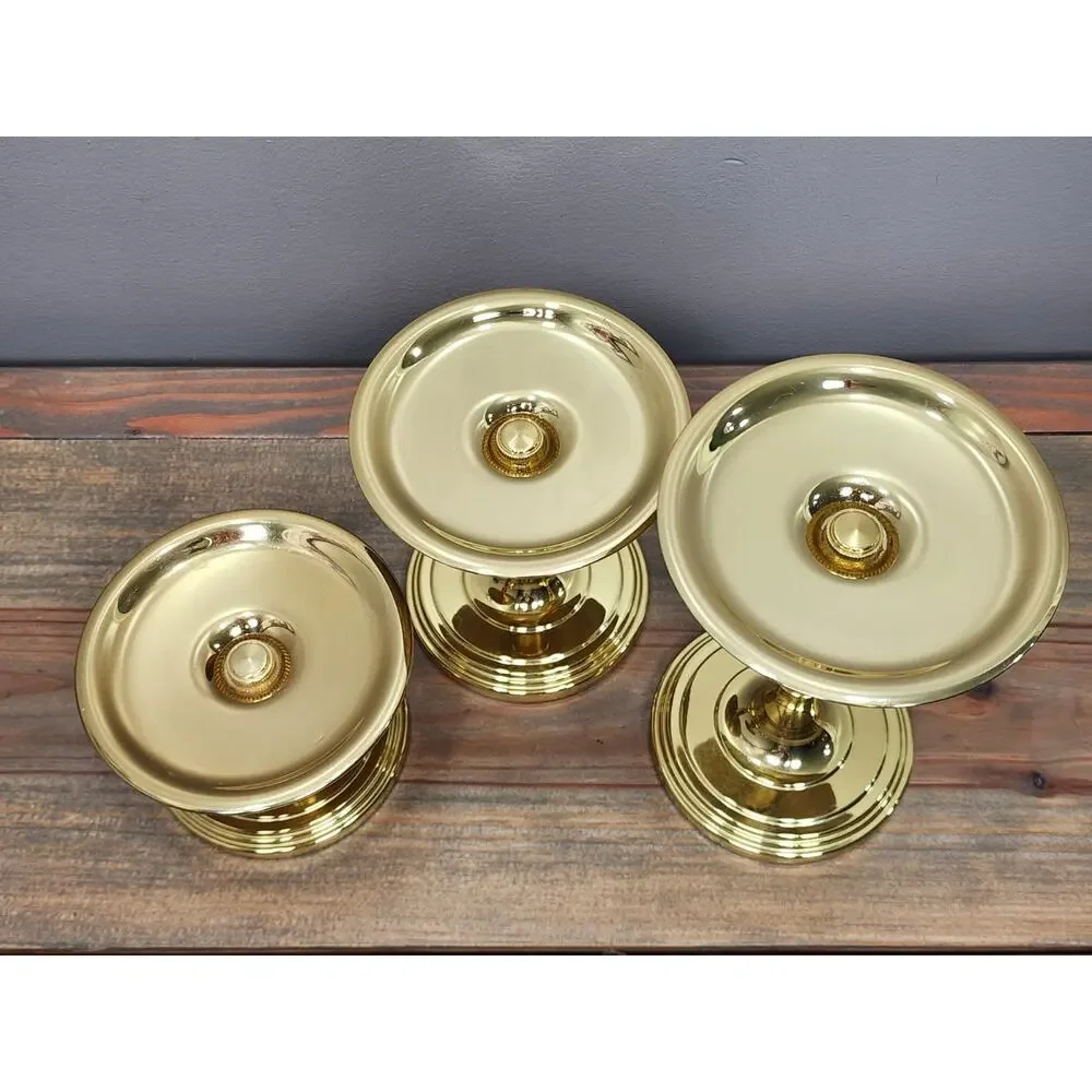 Set of 3 Baldwin Solid Brass Candle Holder Set 3 Inch 4.5 Inch And 6 Inch